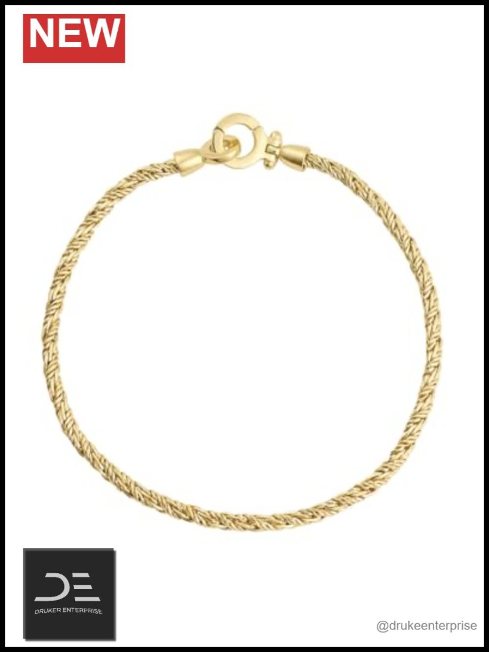 Gold Plated Rope Link Bracelet 7.25